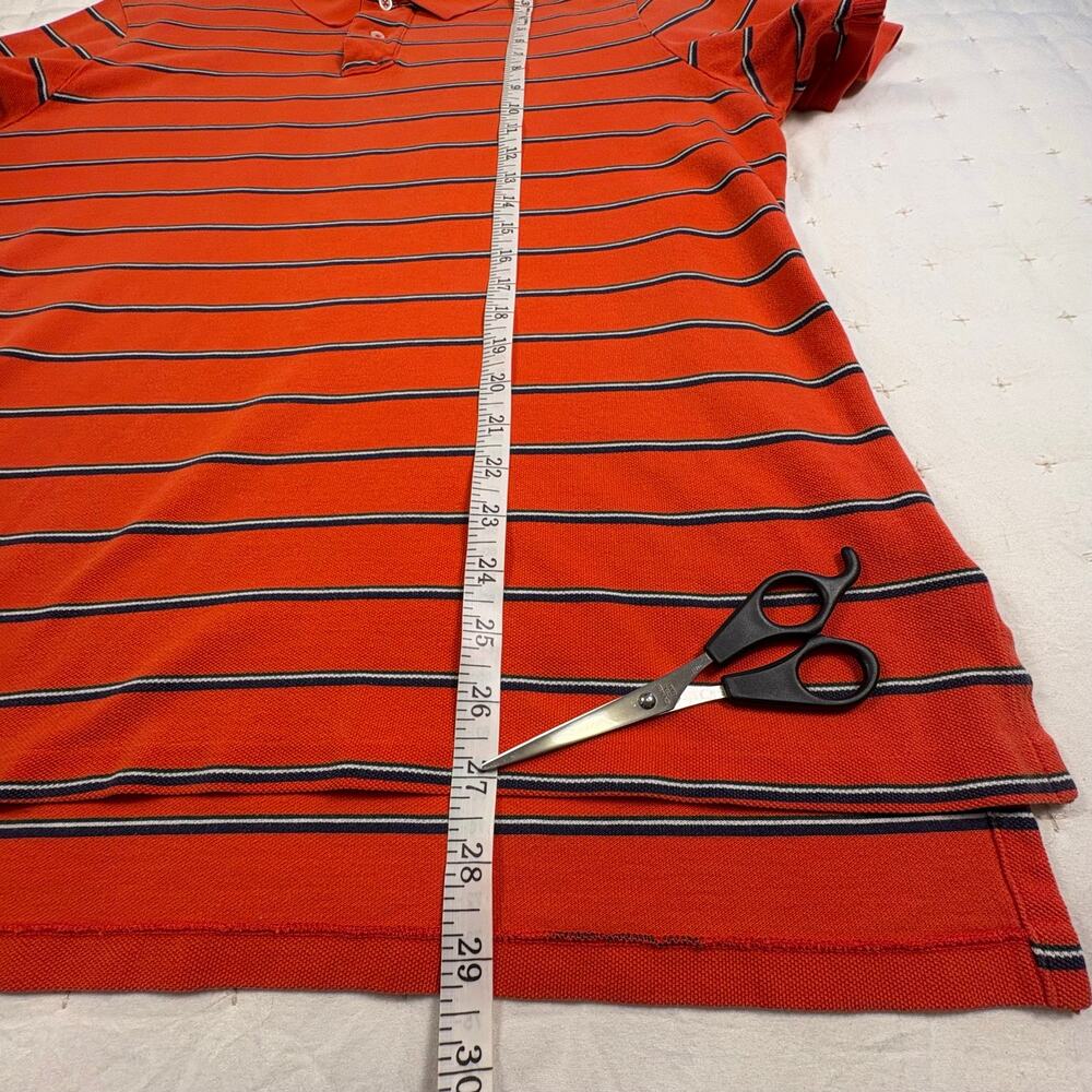 Polo Ralph Lauren Custom Fit Pique Polo Shirt Men's XL Orange Striped Preppy - Picture 7 of 9